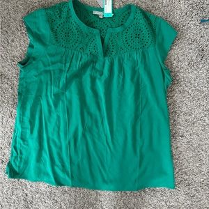 Daniel Rainn NWT Kiara Eyelet Detail Top Green XL NWT